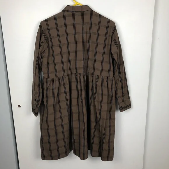 Everlane Field Dress Mocha Plaid size XS - Picture 2 of 5